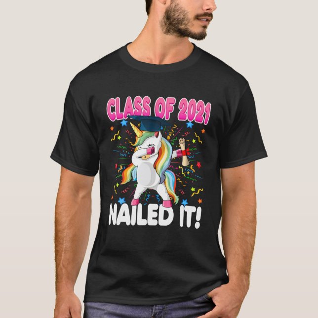 Class Of 2021 Dabbing Unicorn Graduation Cap Gown (Front)