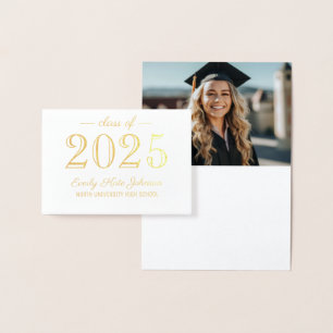 Class of 2021 Elegant Graduation Thank You Gold Foil Card