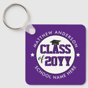 Class of 2021 Elegant Royal Purple Graduation Key Ring