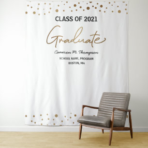 Class of 2021 Gold Confetti backdrop graduation Tapestry