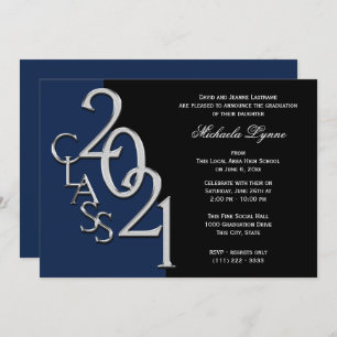 Class of 2021 Grad Silver with Colour Option Invitation