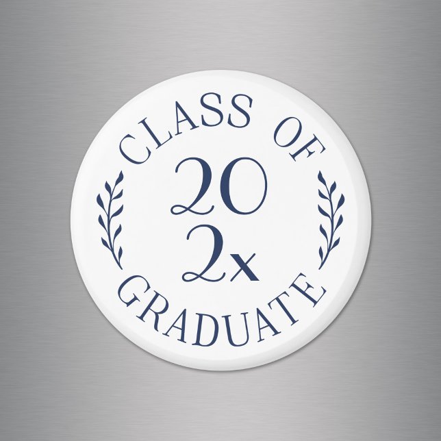 Class of 2021 Graduate Chic Navy Typography Magnet (Class of Year Graduate Chic Navy Typography Magnet in situ)