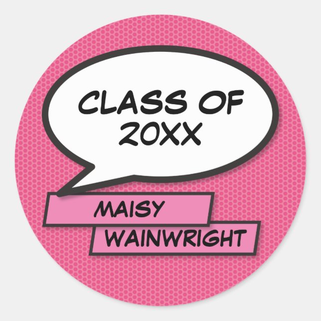Class of 2021 Graduate Girly Pink Fun Graduation Classic Round Sticker (Front)