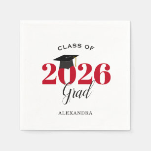 Class of 2021 Graduate Modern Red Napkins