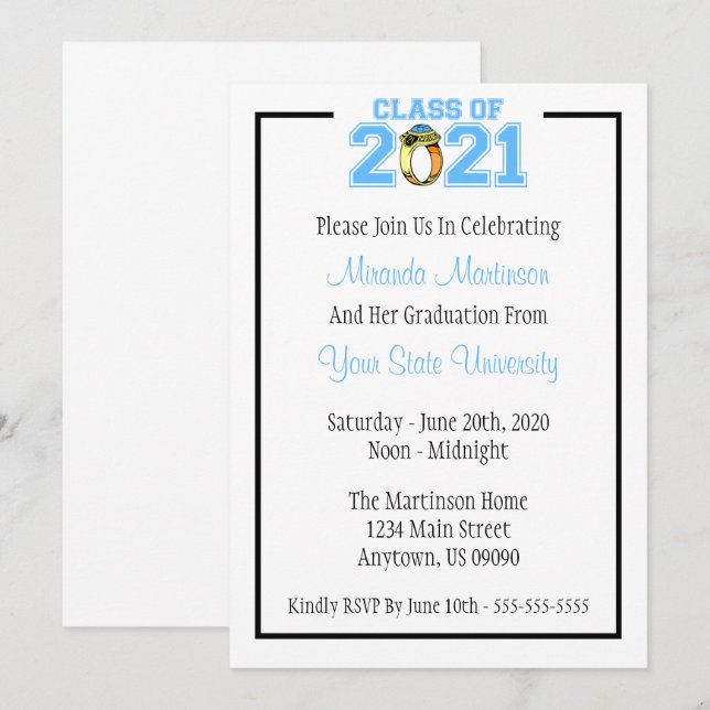 Class Of 2021 Graduation Invitation (Blue Ring) (Front/Back)
