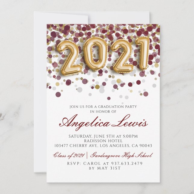 Class of 2021 Graduation Party Invitation (Front)