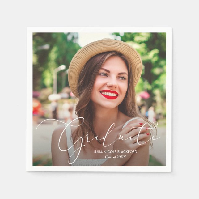 Class of 2021 Graduation Photo Personalised Napkin (Front)