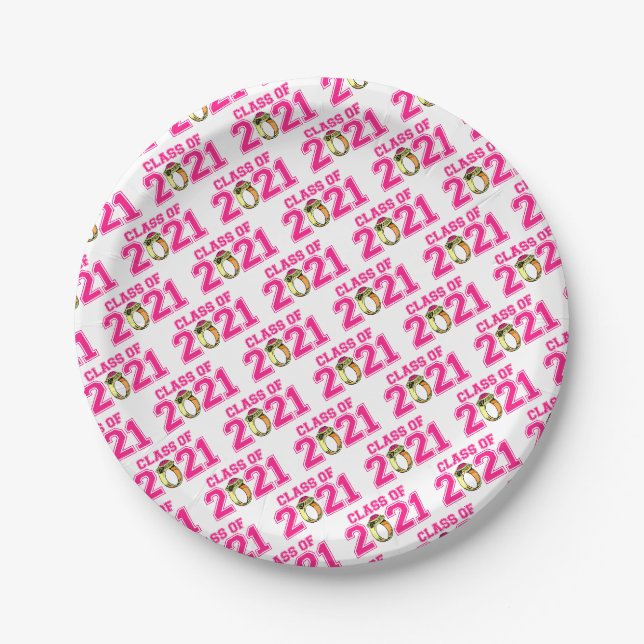 Class Of 2021 Graduation Plates (Hot Pink Ring) (Front)