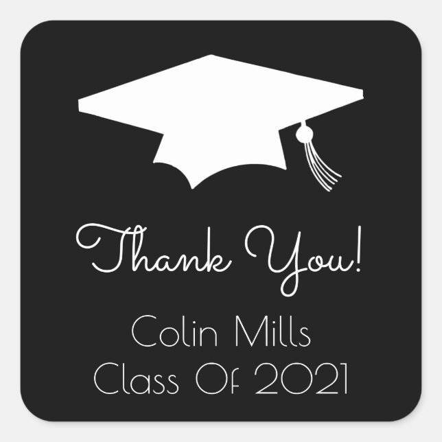 Class Of 2021 Label (Black Graduation Cap) (Front)