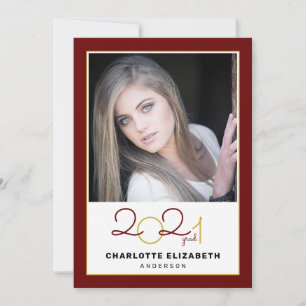 Class of 2021 Maroon 2 Photo Graduation Invitation