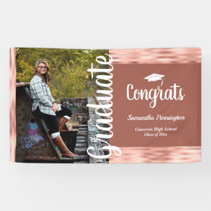 Class of 2021 One Photo Graduation Party Pink Banner