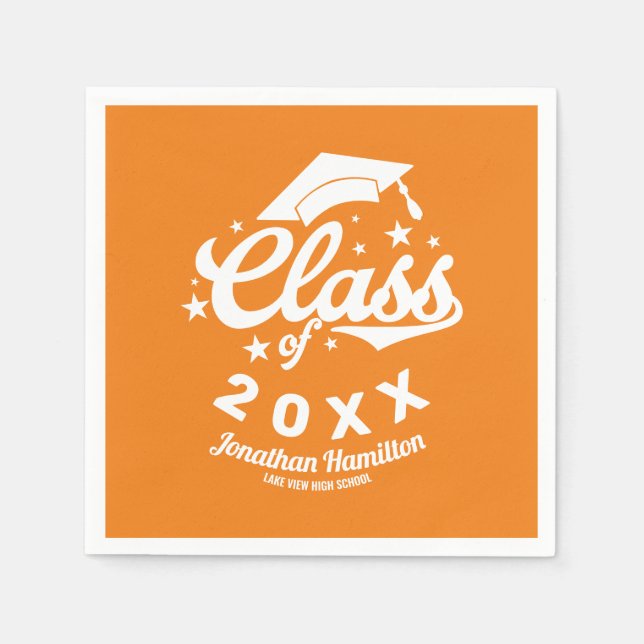 Class Of 2021 Orange Grad Party Napkin (Front)