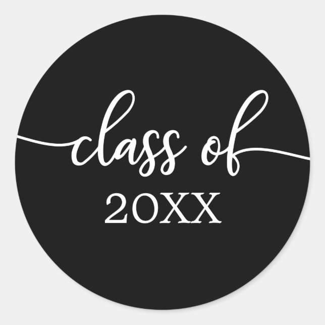 Class of 2021 Simple Chic Calligraphy Classic Roun Round Sticker (Front)
