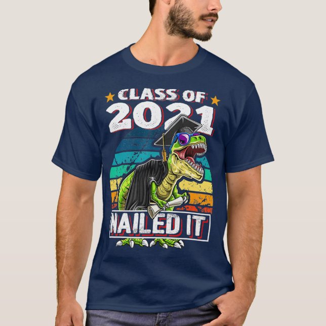 Class of 2021 T Rex Dinosaur Graduation Cap Gown (Front)