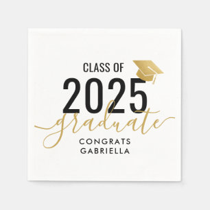 Class of 2022 Black Gold Graduation  Napkin
