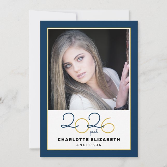 Class of 2022 Blue 2 Photo Graduation Invitation (Front)