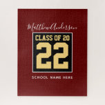 Class of 2022 Burgundy Black and Gold Graduation Jigsaw Puzzle<br><div class="desc">Congratulations class of 2022</div>