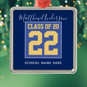 Class of 2022 Elegant Royal Blue & Gold Graduation Metal Tree Decoration