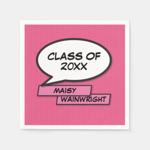 Class of 2022 Girly Pink Graduation Party Fun Napkin