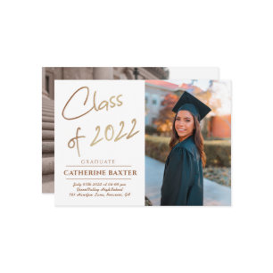 Class Of 2022 Gold Custom Photo Modern Graduation Invitation