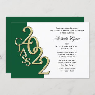 Class of 2022 Grad Gold and Green Invitation