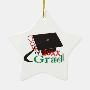 Class of 2022 Grad Graduation cap custom ornaments