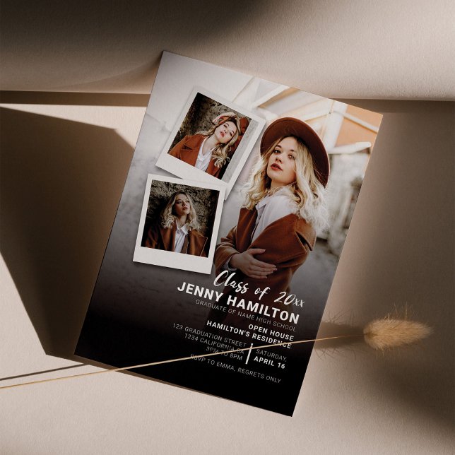 Class of 2022 Grad Multi Photo Script Graduation Invitation Postcard (Creator Uploaded)