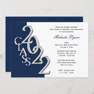 Class of 2022 Grad Silver with Colour Option  Invi Invitation