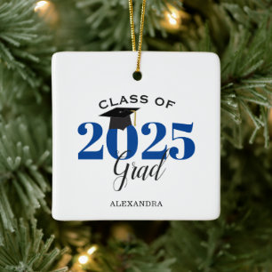 Class of 2022 Graduate Modern Dark Blue Ceramic Ornament