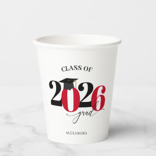 Class of 2022 Graduate Red Modern Tyopgraphy Paper Cups