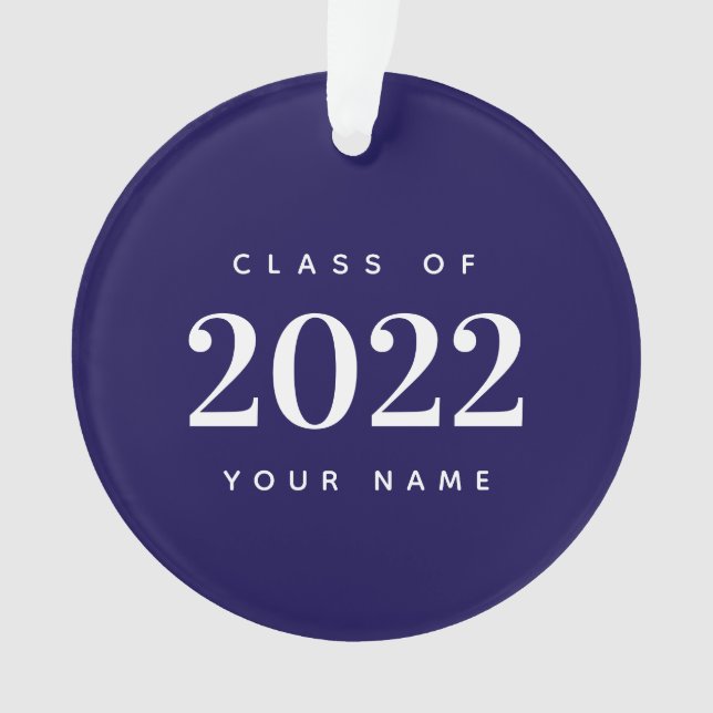 Class of 2022 Graduation Blue and White Christmas Ornament (Front)