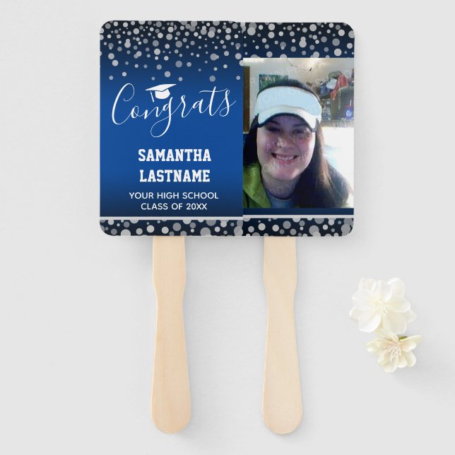 Class of 2022 Graduation Name and School One Photo Hand Fan (Front and Back)