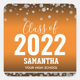 Class of 2022 Graduation Name and School Square St Sticker