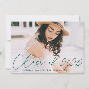 Class of 2022 Green Script Graduation Party Invitation