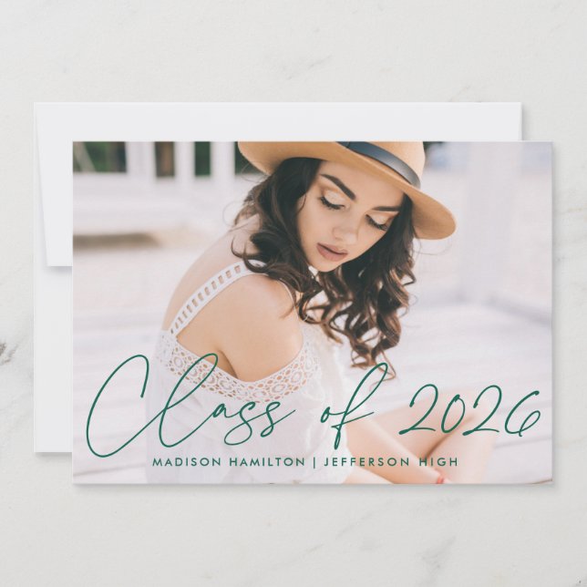 Class of 2022 Green Script Graduation Party Invitation (Front)
