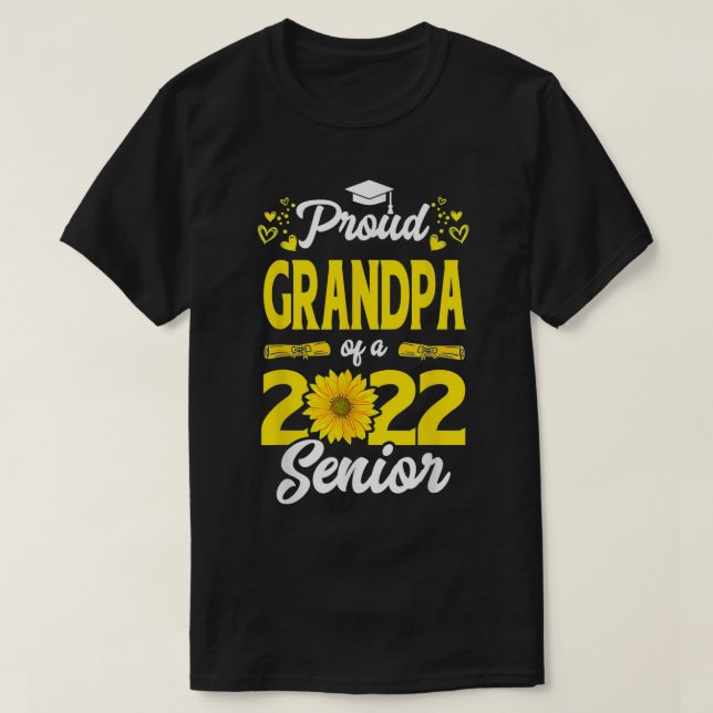 Class Of 2022 Heart Sunflower Proud Grandpa Of A 2 T-Shirt (Design Front)