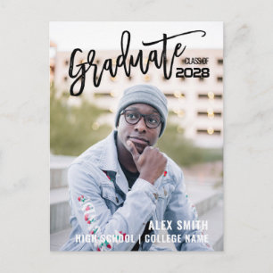Class of 2022 Modern Brush Script Photo Graduation Invitation Postcard