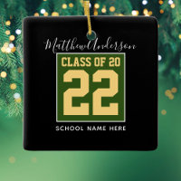 Class of 2022 Modern Green Black & Gold Graduation