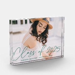 Class of 2022 Modern Green Script Graduation Photo Block