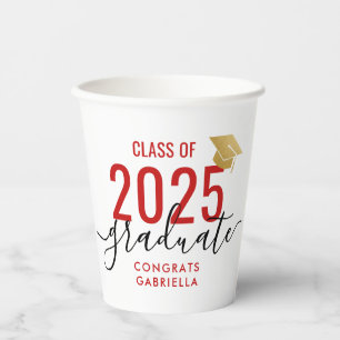 Class of 2022 Modern Red Graduation Party Paper Cups