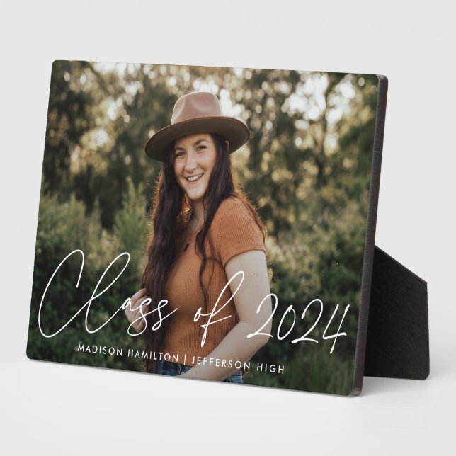 Class of 2022 Modern Script Graduation Photo Plaque (Side)