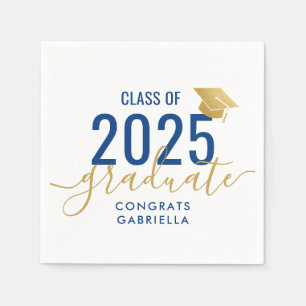 Class of 2022 Navy Blue Gold Graduation Party Napkin