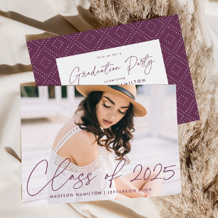 Class of 2022 Purple Script Graduation Party Invitation