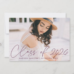 Class of 2022 Purple Script Graduation Party Invitation