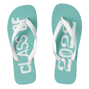 Class of 2022 Senior Graduate Teal White  Jandals