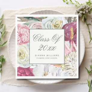 Class of 2022 Watercolor Floral Graduation Napkin