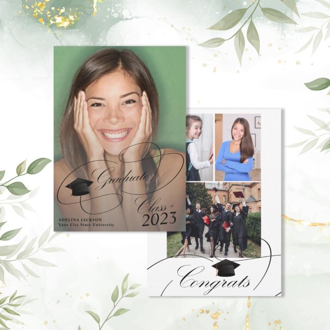 Class of 2023 4 photo collage script graduation announcement (Creator Uploaded)