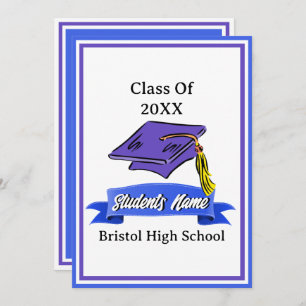 Class of 2023 Blue and White Graduation Party Invitation