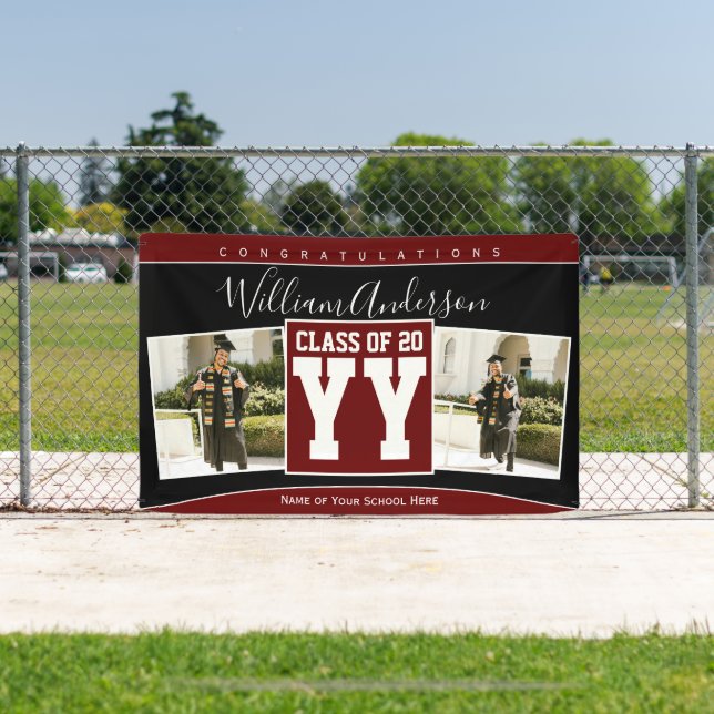 Class of 2023 Burgundy Red Graduation Photo Banner (Insitu)