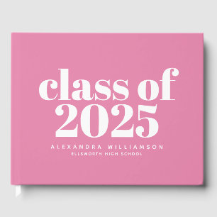Class of 2023 Cute Modern Pink Personalised Guest Book